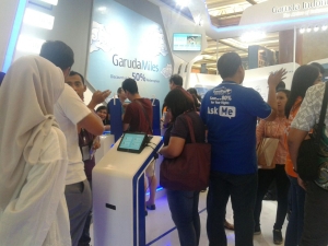 sewa mesin antrian antrianqu garuda travel fair 2