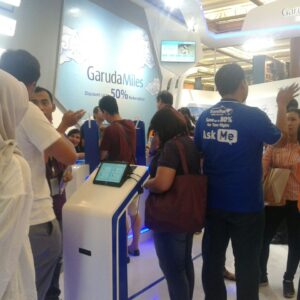 sewa mesin antrian antrianqu garuda travel fair 2