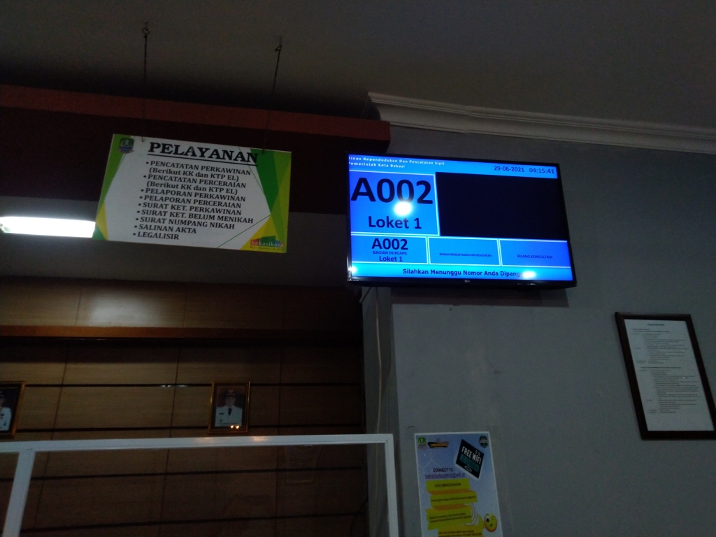 mesin antrian dukcapil bekasi