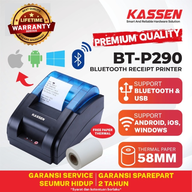Printer Thermal Bluetooth Mini 58mm